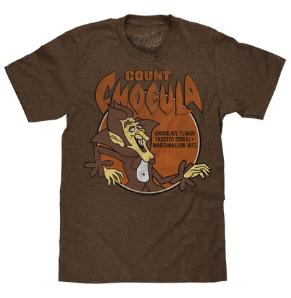 Count Chocula Distressed Monster Cereal Logo Mens T Shirt Heather Brown