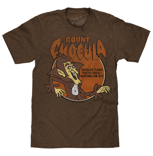 Count Chocula Distressed Monster Cereal Logo Mens T Shirt Heather Brown