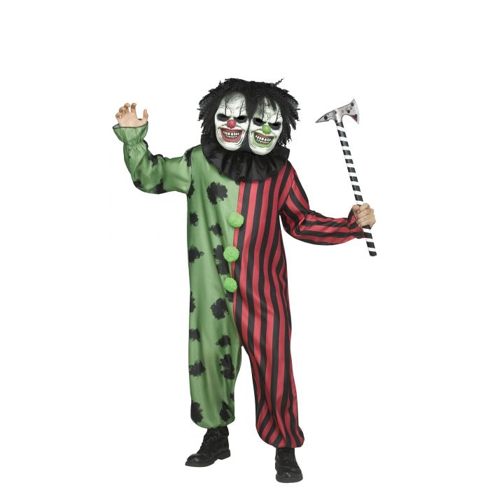 Creepy Two Headed Clown Adult Costume