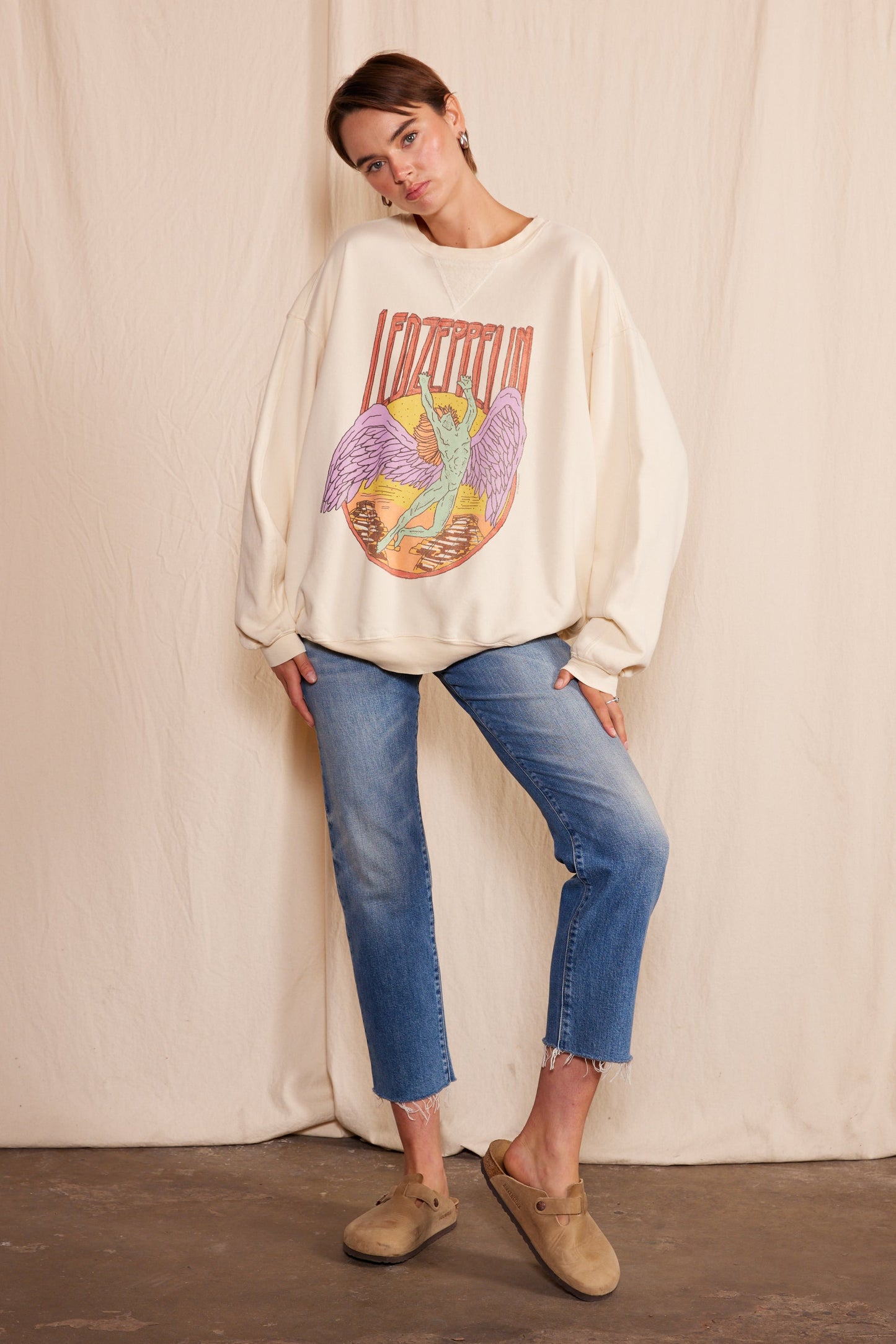 Led Zeppelin Sage Swan Womens Crewneck Sweatshirt Cream