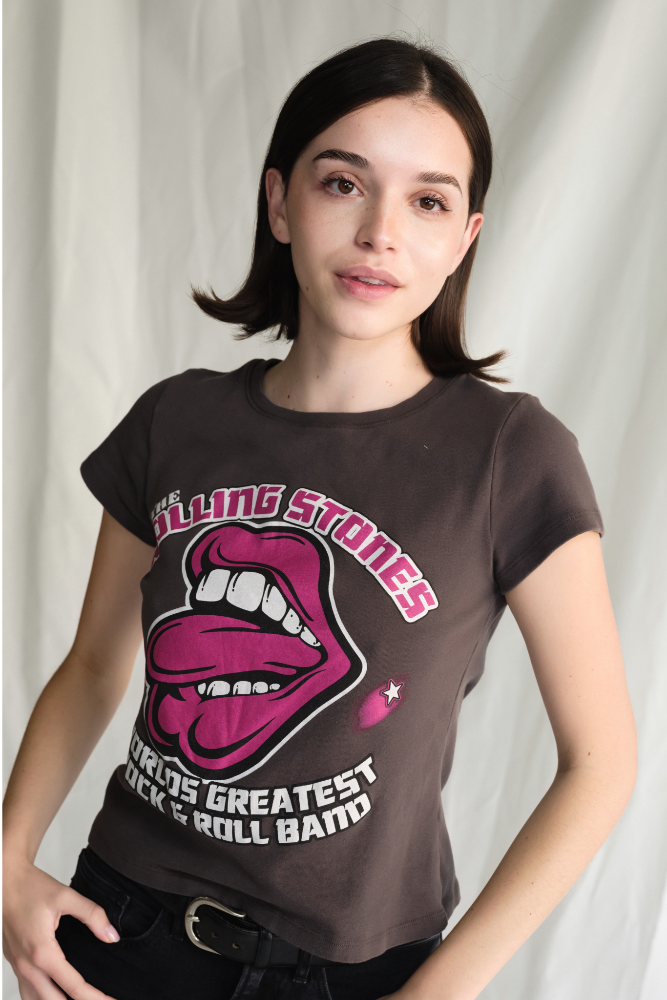 Rolling Stones World's Greatest Baby Tee Womens T Shirt Vintage Black