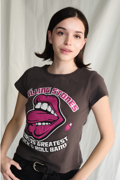 Rolling Stones World's Greatest Baby Tee Womens T Shirt Vintage Black