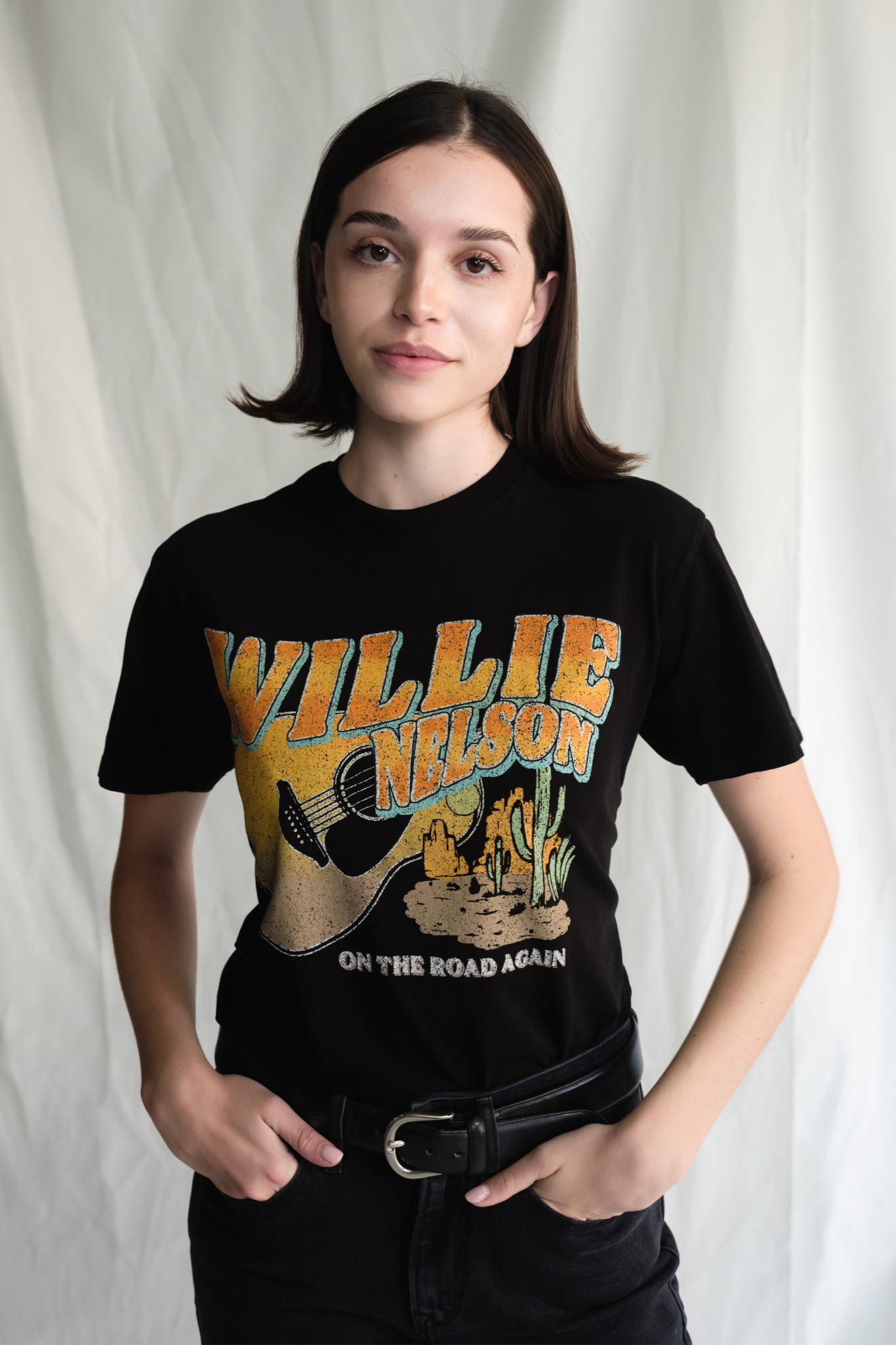Willie Nelson "Like A Band O' Gypsies" Tee Womens T Shirt Vintage Black