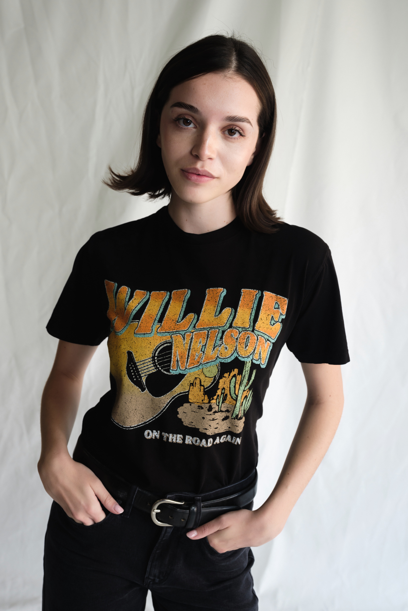 Willie Nelson "Like A Band O' Gypsies" Tee Womens T Shirt Vintage Black