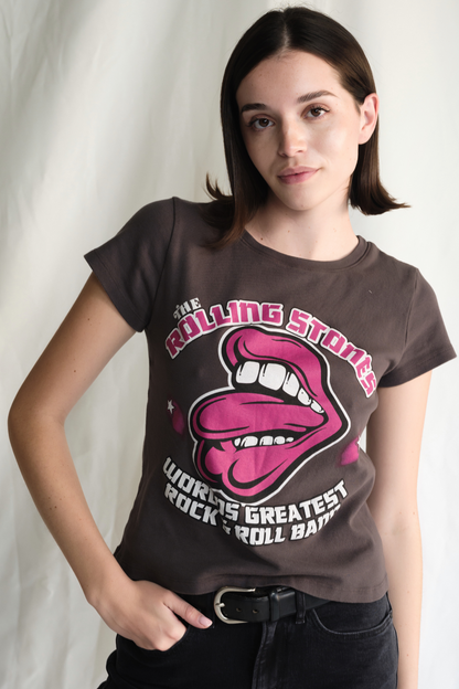 Rolling Stones World's Greatest Baby Tee Womens T Shirt Vintage Black