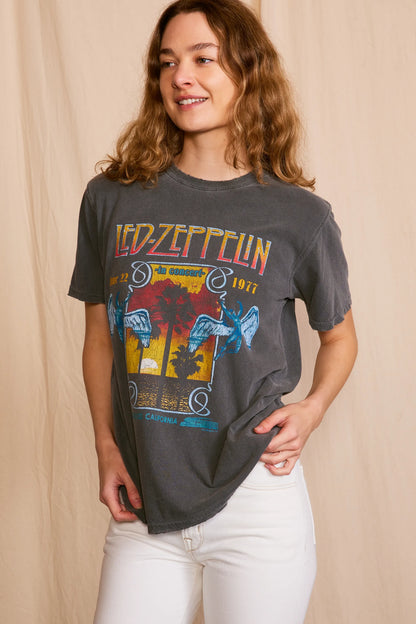 Led Zeppelin Inglewood Sunkissed Gray Tee Womens T Shirt Vintage Black