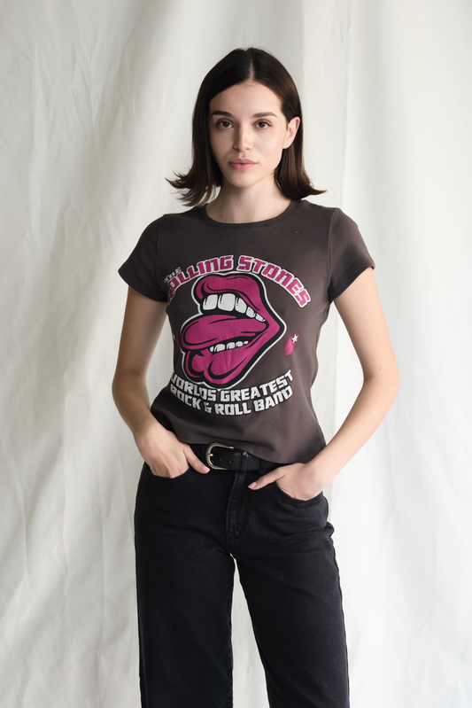 Rolling Stones World's Greatest Baby Tee Womens T Shirt Vintage Black