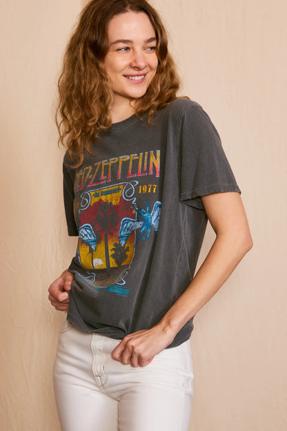 Led Zeppelin Inglewood Sunkissed Gray Tee Womens T Shirt Vintage Black