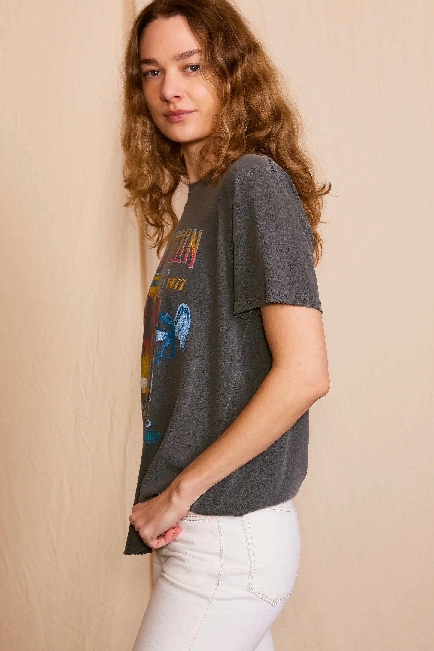 Led Zeppelin Inglewood Sunkissed Gray Tee Womens T Shirt Vintage Black