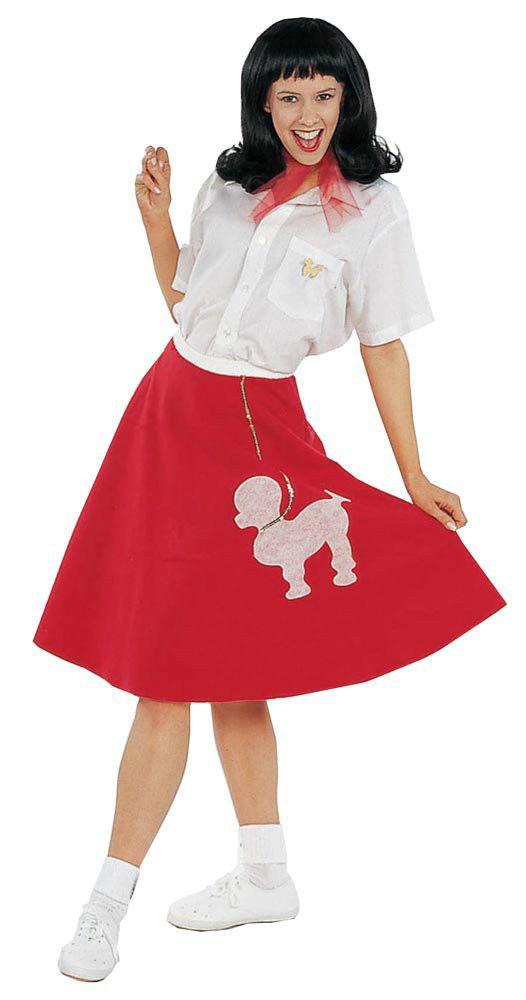 Red Felt Poodle Skirt Fifties Adult Costume