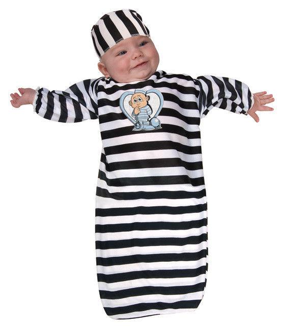 Newborn Convict Costume Black and White 0-9 months