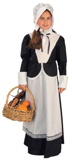 Pilgrim Girl Thanksgiving Colonial Child Costume Large 12-14