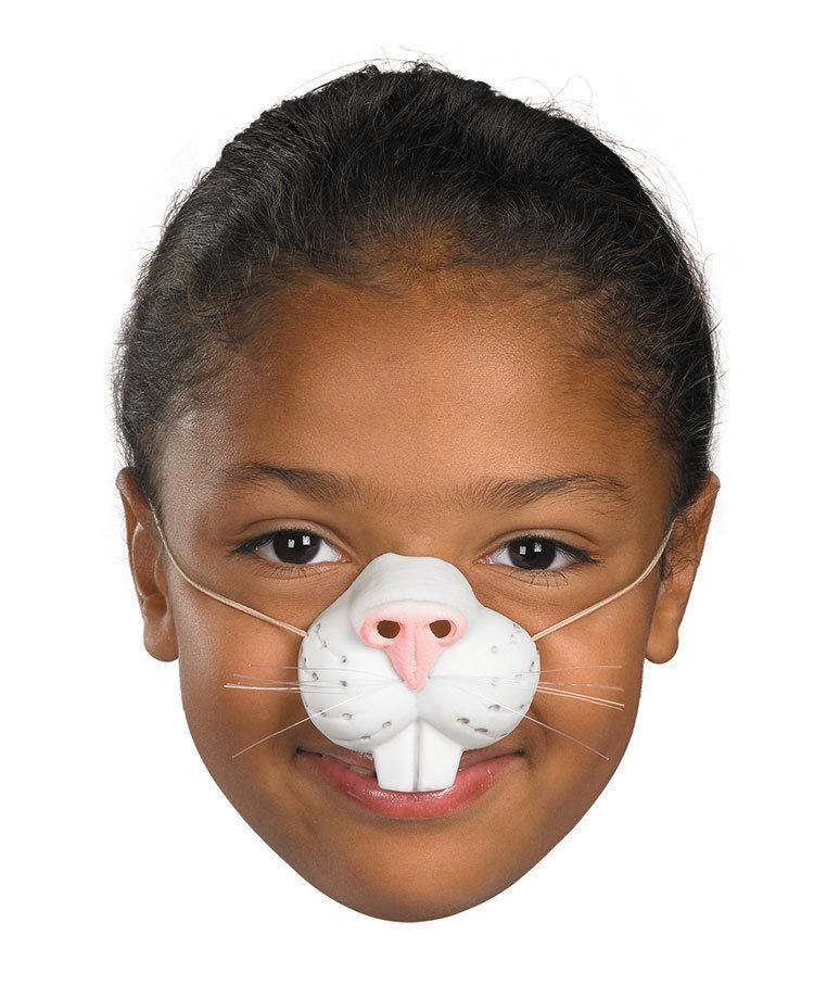 White Latex Rubber Rabbit Easter Bunny Animal Nose with Elastic Band Fun For All