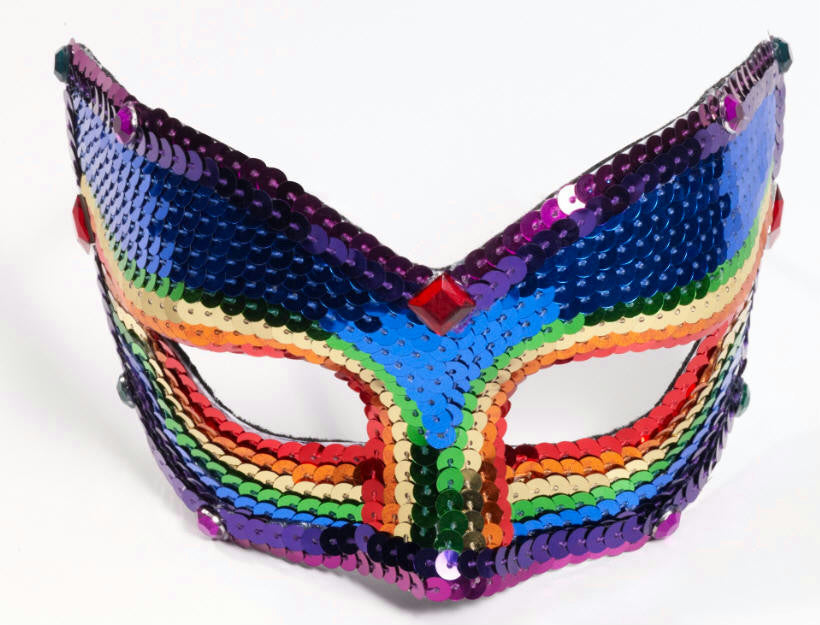 Rainbow Sequin Venetian Eyemask with Eyeglass Armbands