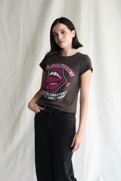Rolling Stones World's Greatest Baby Tee Womens T Shirt Vintage Black