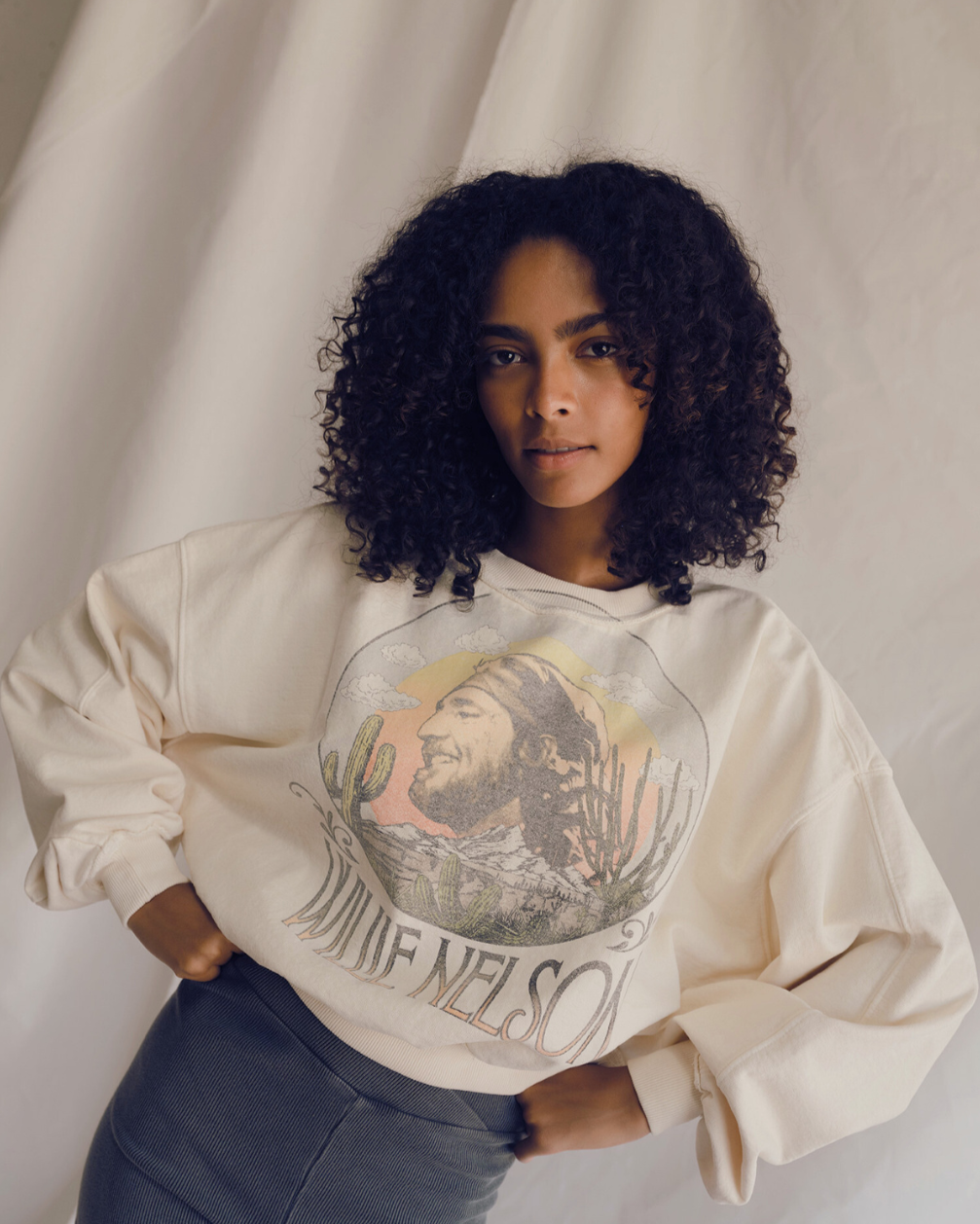 Willie Nelson Sunset Womens Crewneck Sweatshirt