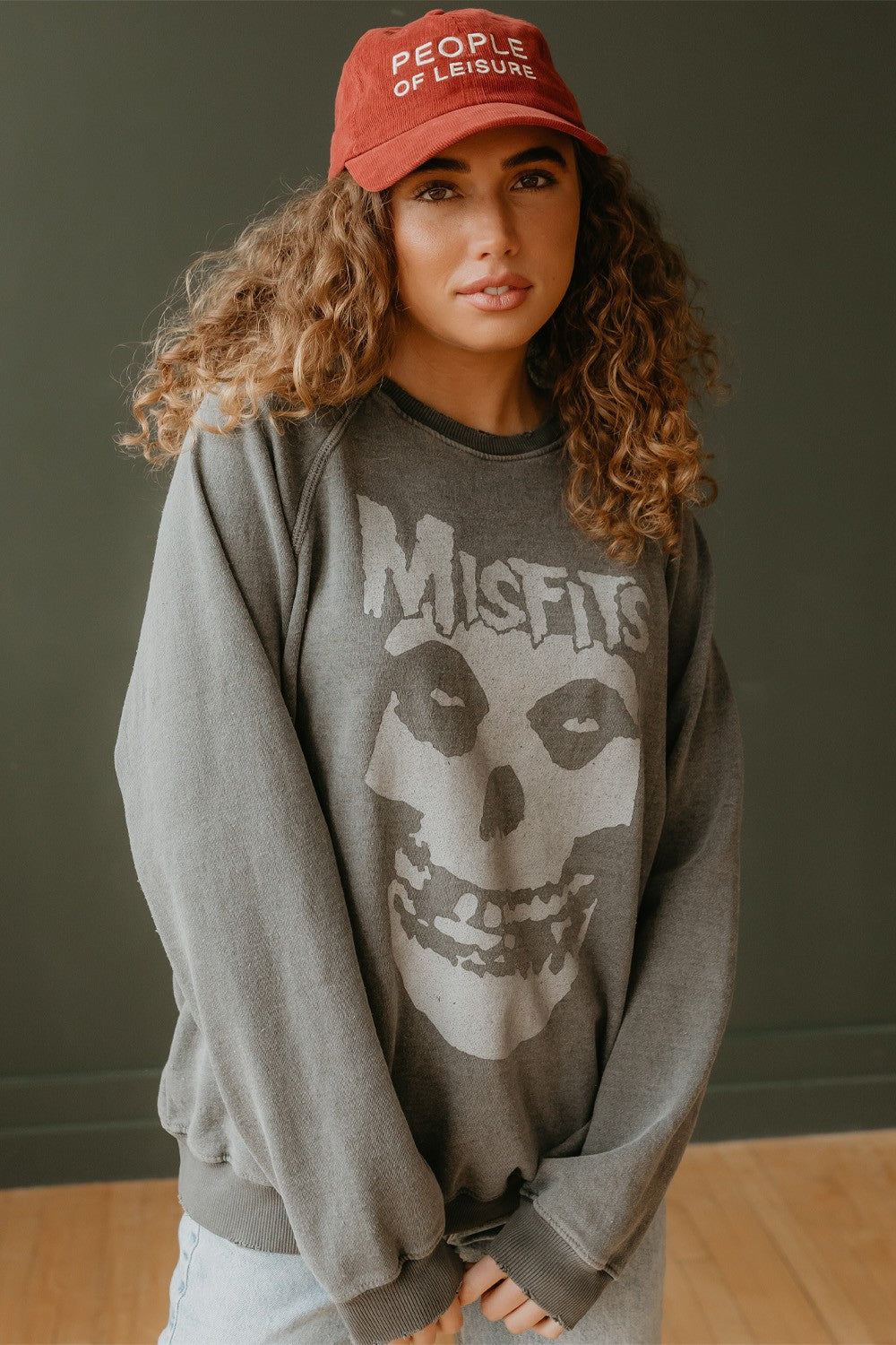 Misfits Womens Crewneck Sweatshirt Vintage Grey