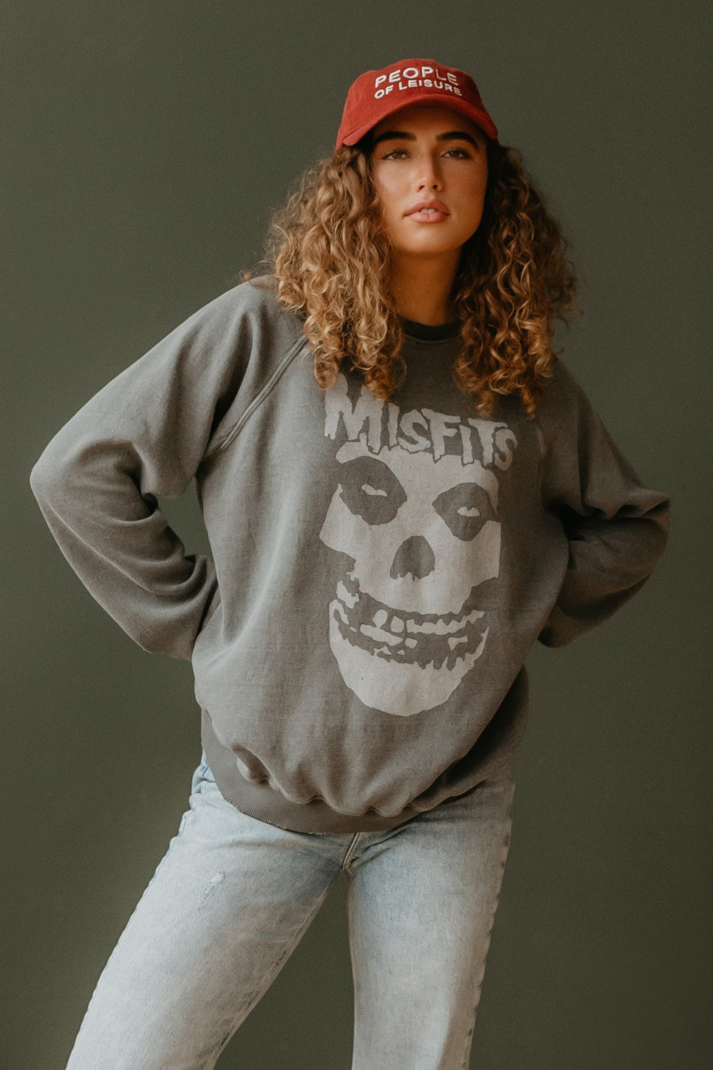 Misfits Womens Crewneck Sweatshirt Vintage Grey