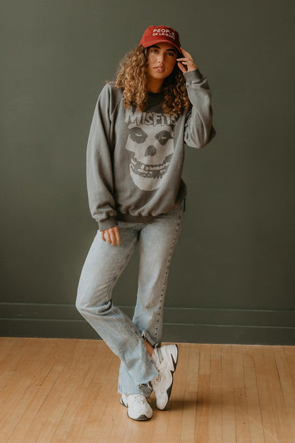 Misfits Womens Crewneck Sweatshirt Vintage Grey