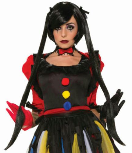 Twisted Attractions: Midnight Magic Short Black Bob with Long Pigtails Wig