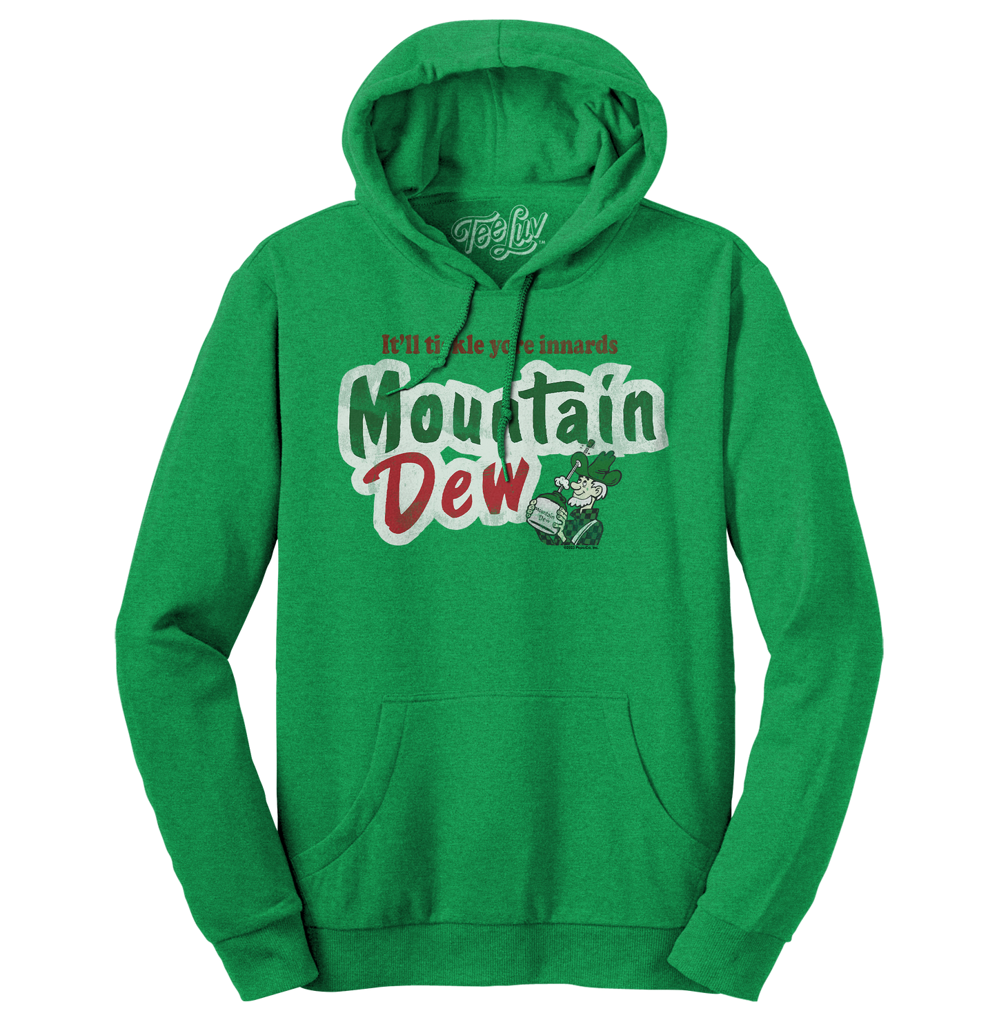 It'll Tickle Your Innards Mt Dew Pullover Hooded Sweatshirt Hoodie Green