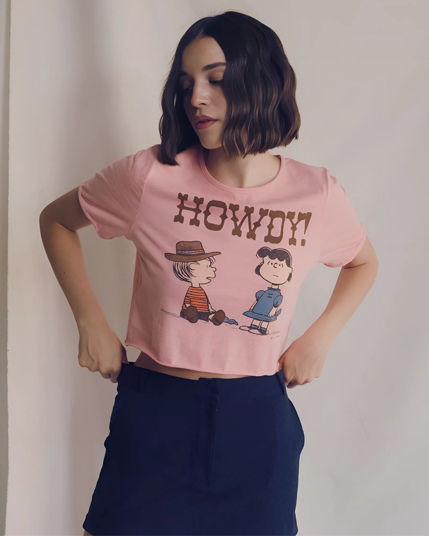 Peanuts Howdy Partner Tee Womens T Shirt Pink