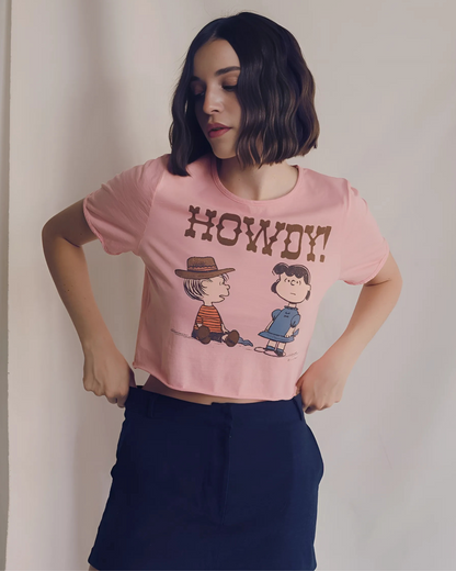 Peanuts Howdy Partner Tee Womens T Shirt Pink