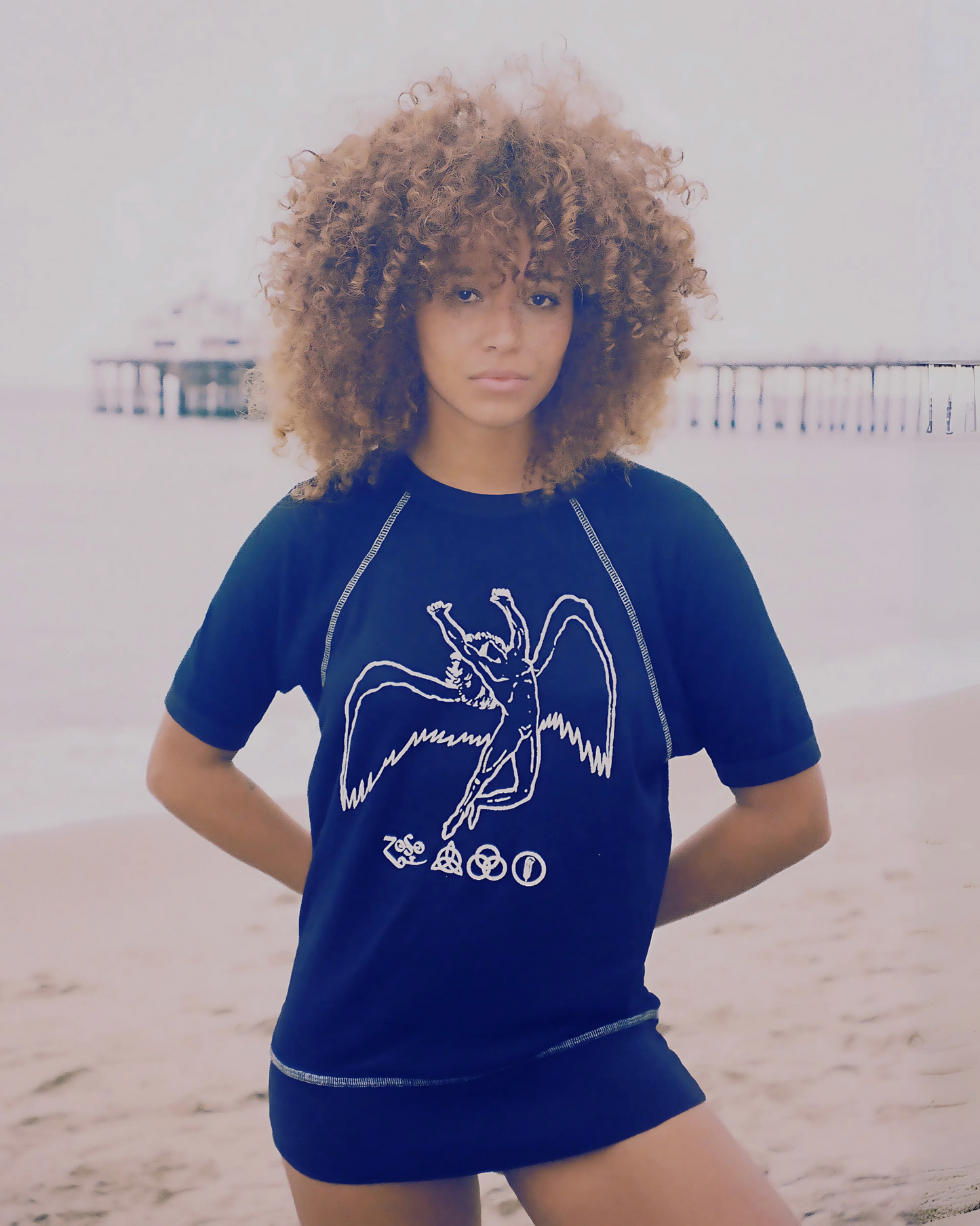 Led Zeppelin Short Sleeve Icarus Womens Raglan T Shirt Black