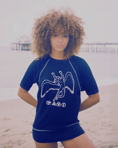 Led Zeppelin Short Sleeve Icarus Womens Raglan T Shirt Black