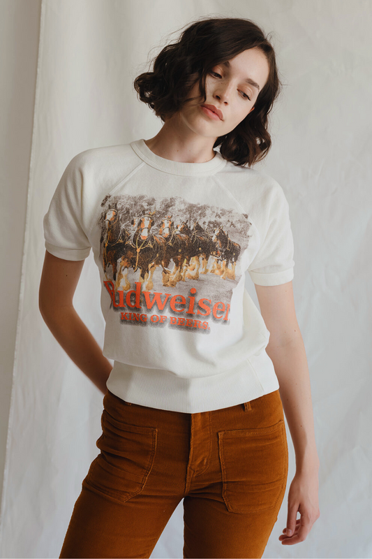 Budweiser Clydesdale Raglan Womens T Shirt White