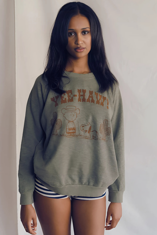 Peanuts YEE-HAW !! Womens Crewneck Sweatshirt