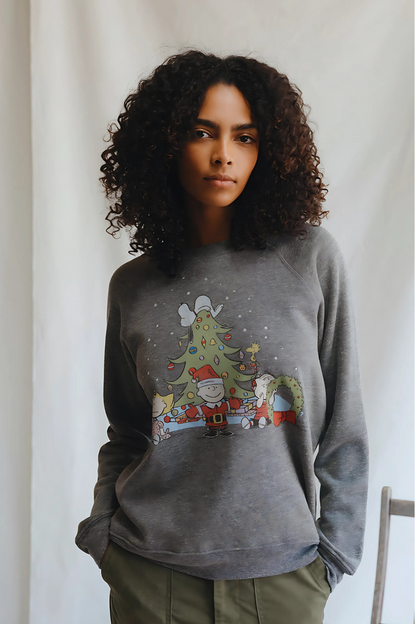 Peanuts Christmas Womens Crewneck Sweatshirt Grey