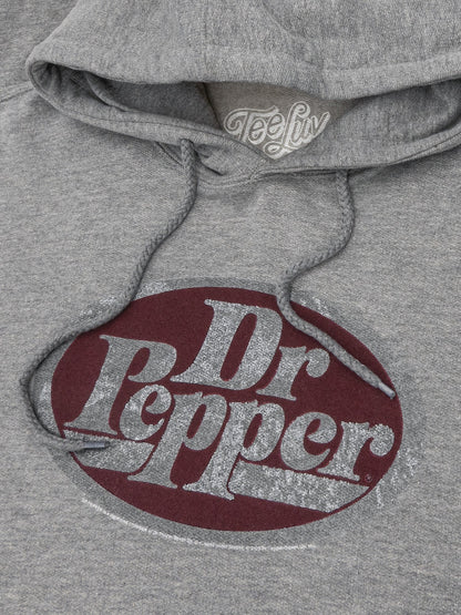 Dr Pepper Silver Logo Pullover Hooded Sweatshirt Hoodie Gray