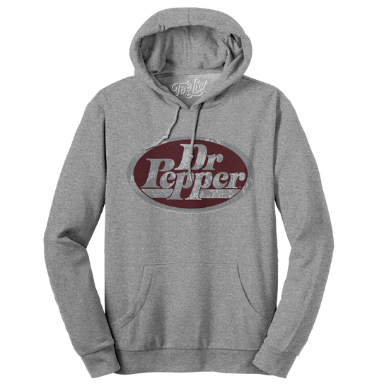 Dr Pepper Silver Logo Pullover Hooded Sweatshirt Hoodie Gray