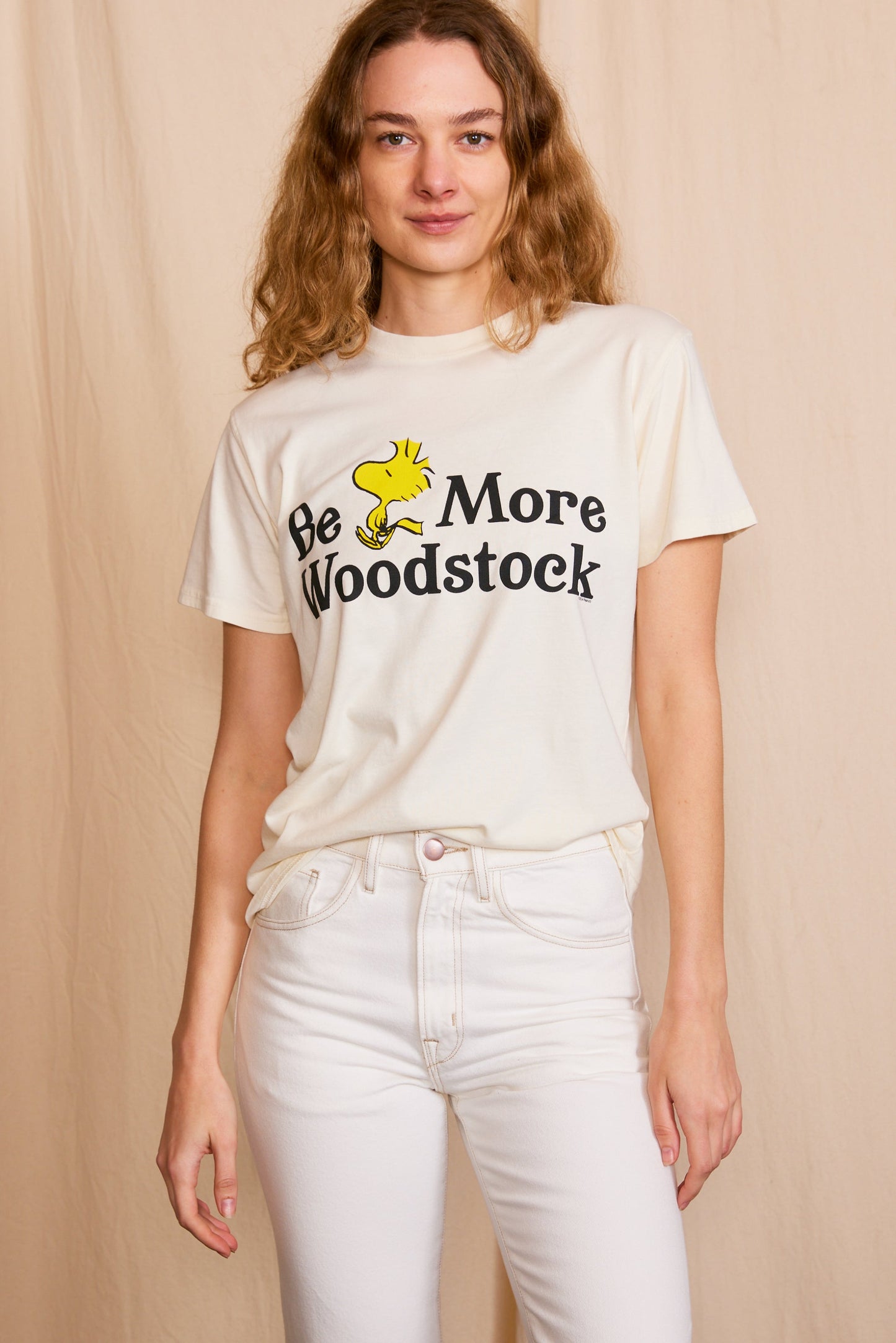 Peanuts Be More Woodstock Tee Womens T Shirt Ivory