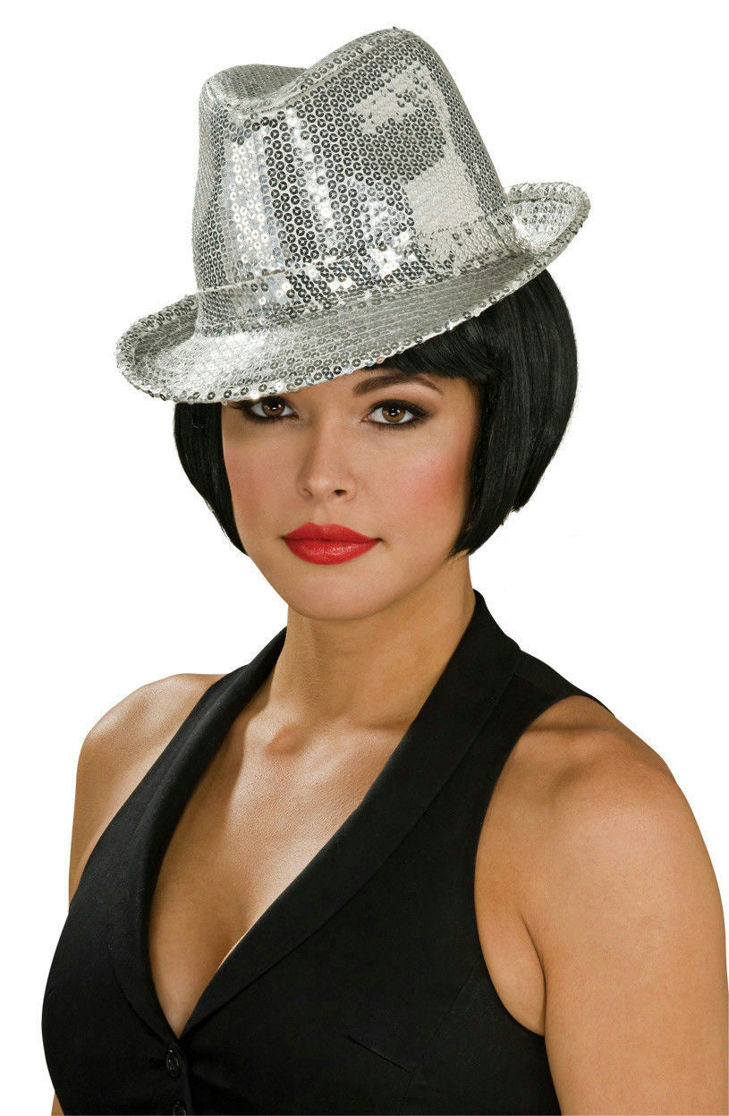 Silver Sequin Fedora Costume Hat