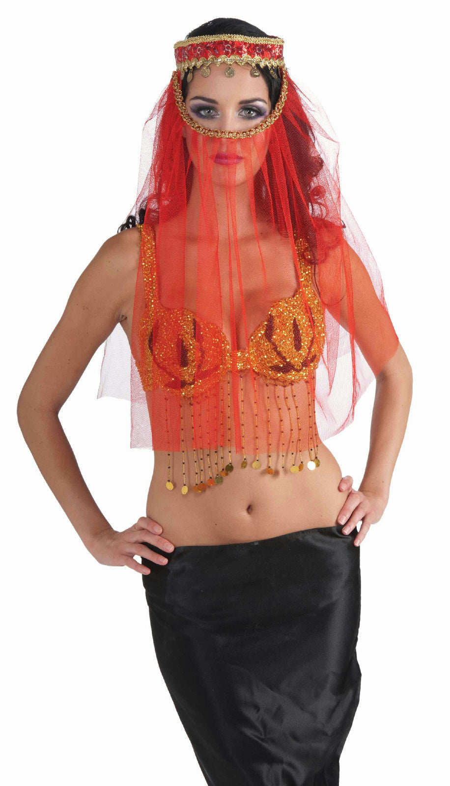 Red Harem Desert Princess Veil Headpiece