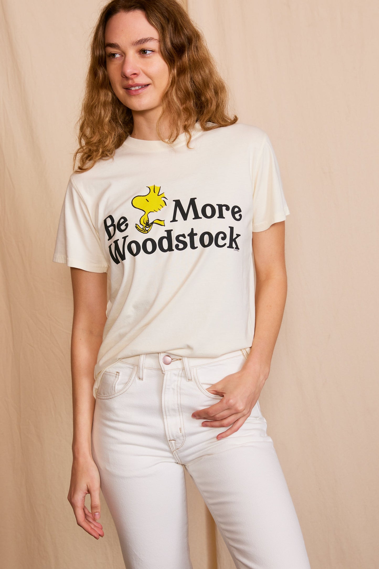 Peanuts Be More Woodstock Tee Womens T Shirt Ivory