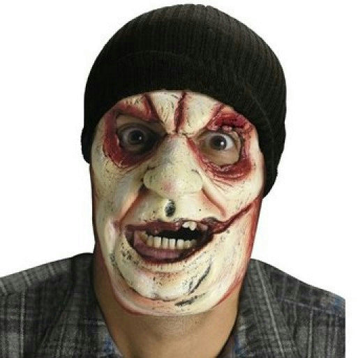 Scar Face Mask with Attached Black Stocking Cap