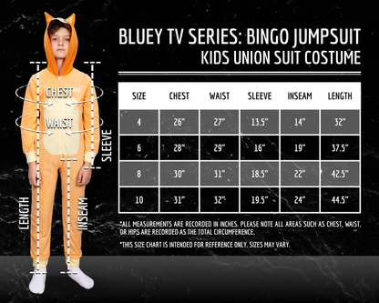 Bingo Kids Youth Children Bluey TV Series Halloween Costume Cosplay Jumpsuit