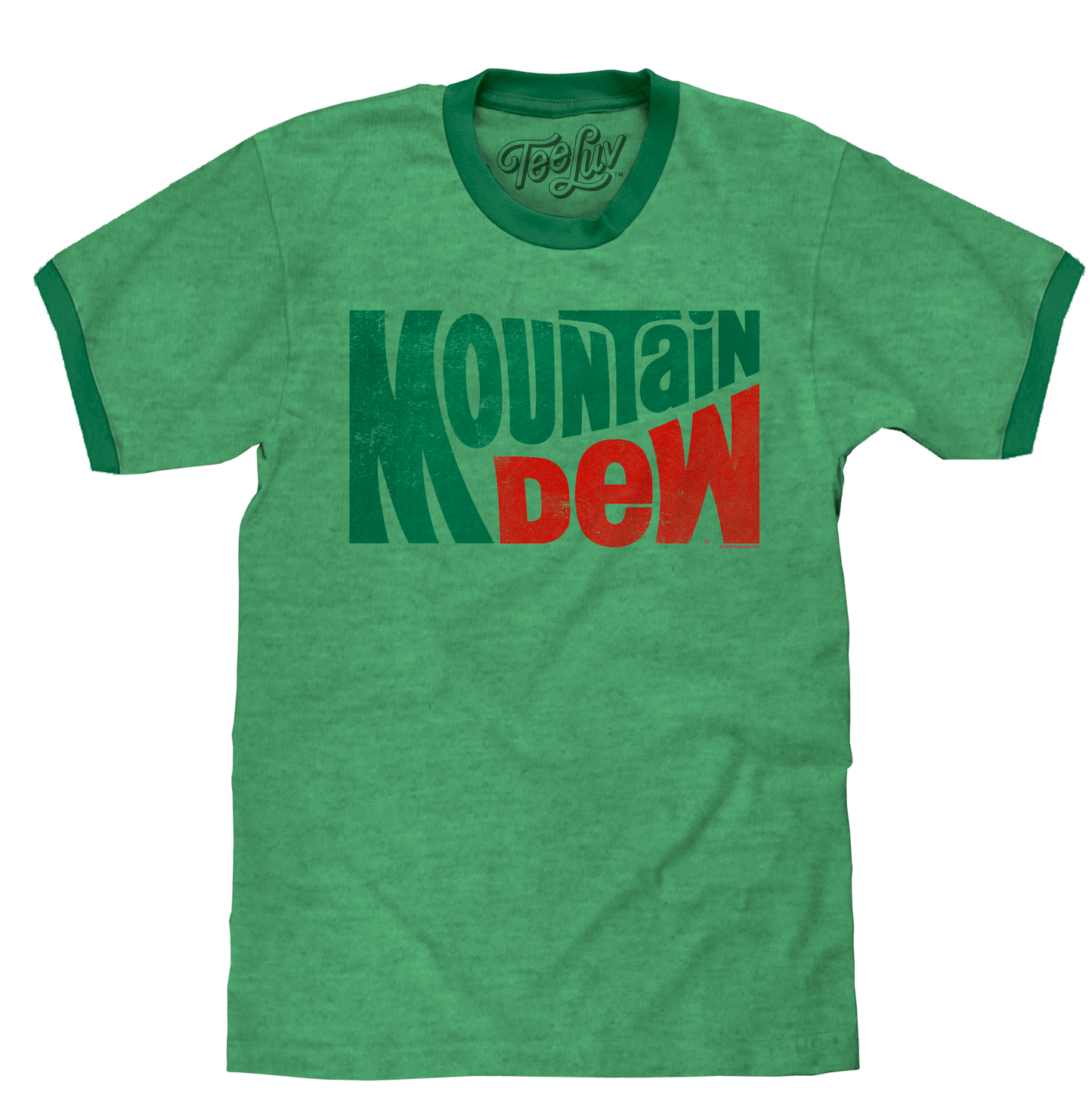 Vintage Mt Dew Ringer Mens T Shirt Green
