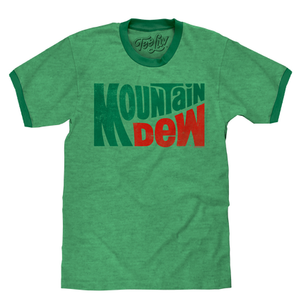 Vintage Mt Dew Ringer Mens T Shirt Green