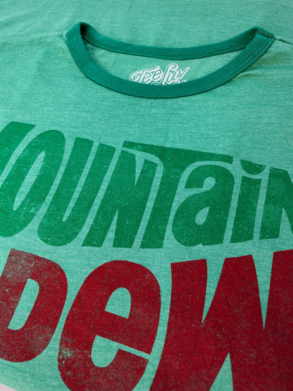 Vintage Mt Dew Ringer Mens T Shirt Green