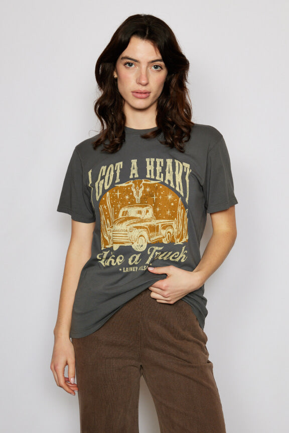 Lainey Wilson Heart Like a Truck Unisex Tee T Shirt Vintage Grey
