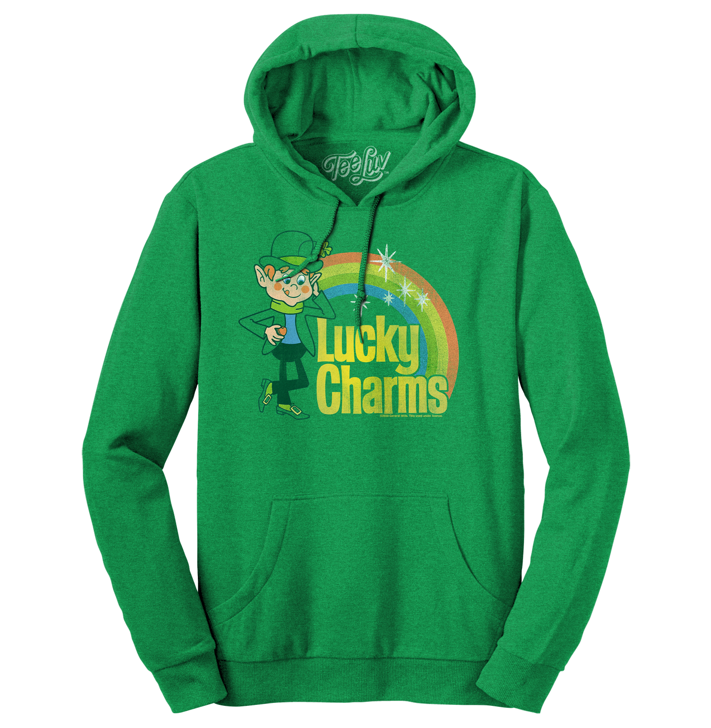 Lucky Charms Vintage Lucky the Leprechaun Logo Hooded Sweatshirt Hoodie Kelly Green