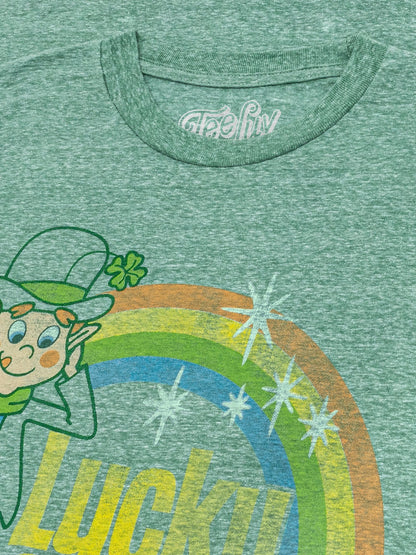 Lucky Charms Vintage Lucky the Leprechaun Mens T Shirt Kelly Green Snow
