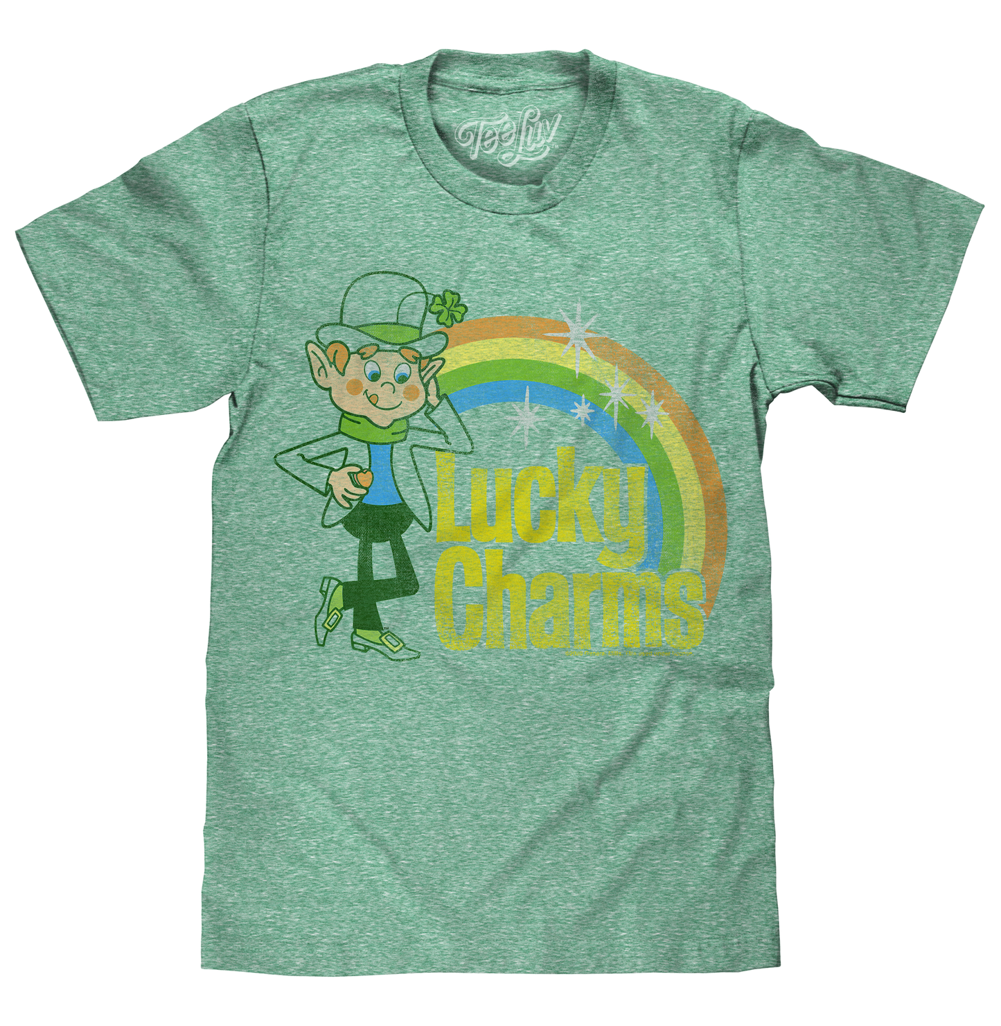 Lucky Charms Vintage Lucky the Leprechaun Mens T Shirt Kelly Green Snow
