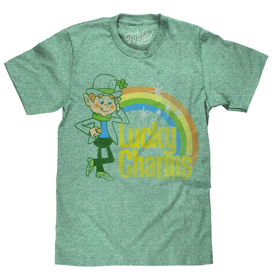 Lucky Charms Vintage Lucky the Leprechaun Mens T Shirt Kelly Green Snow