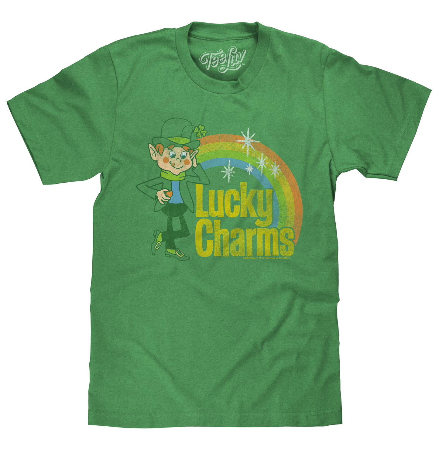 Lucky Charms Retro Rainbow Mens T Shirt Green