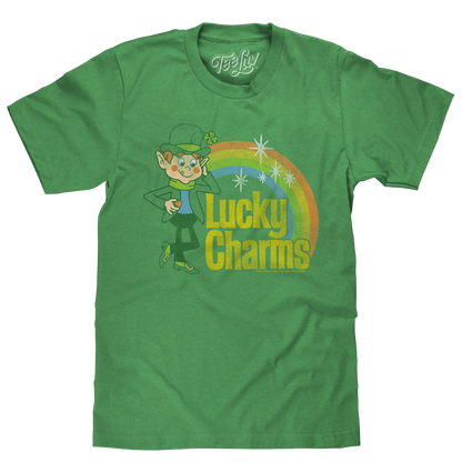 Lucky Charms Retro Rainbow Mens T Shirt Green